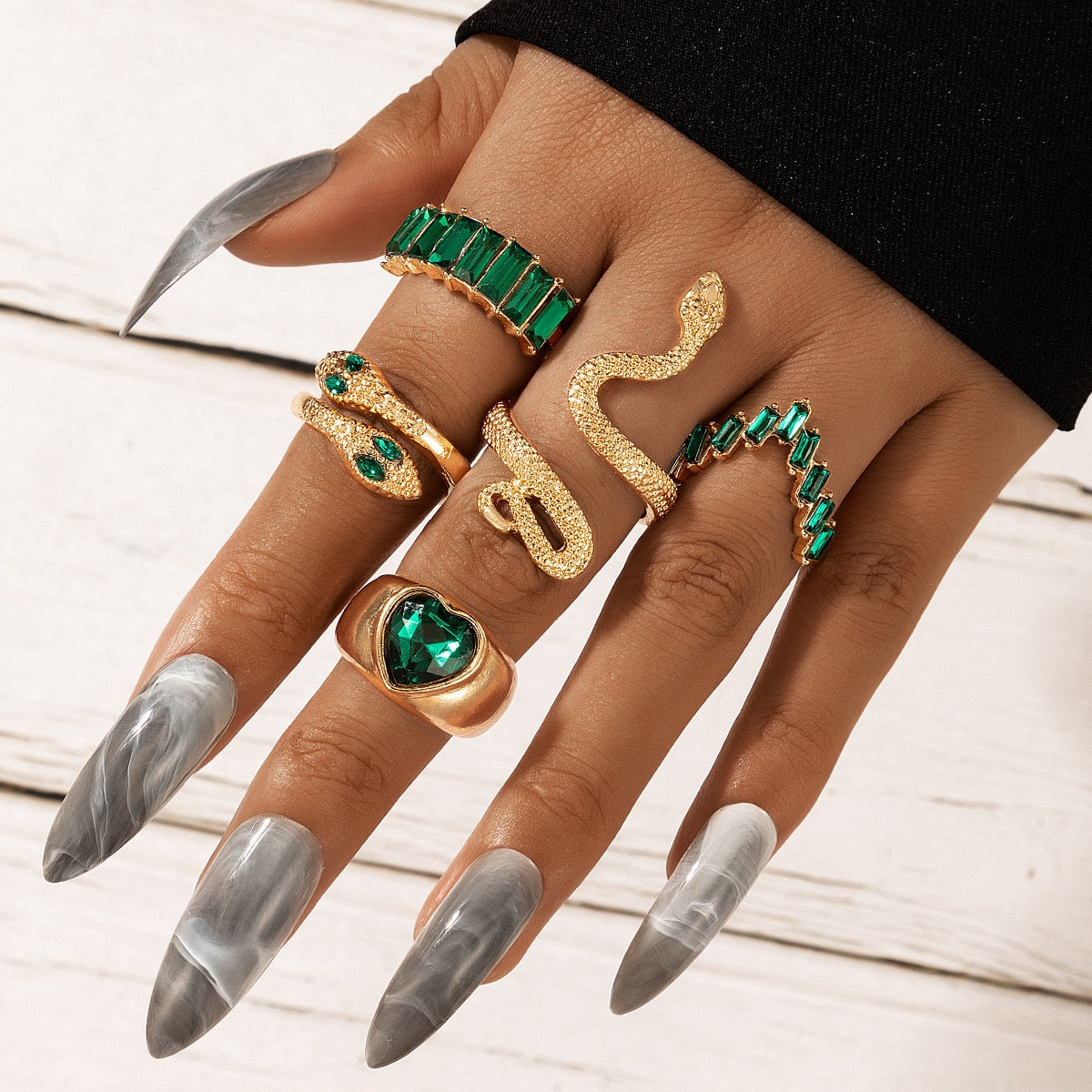 Gothic Snake Ring Set