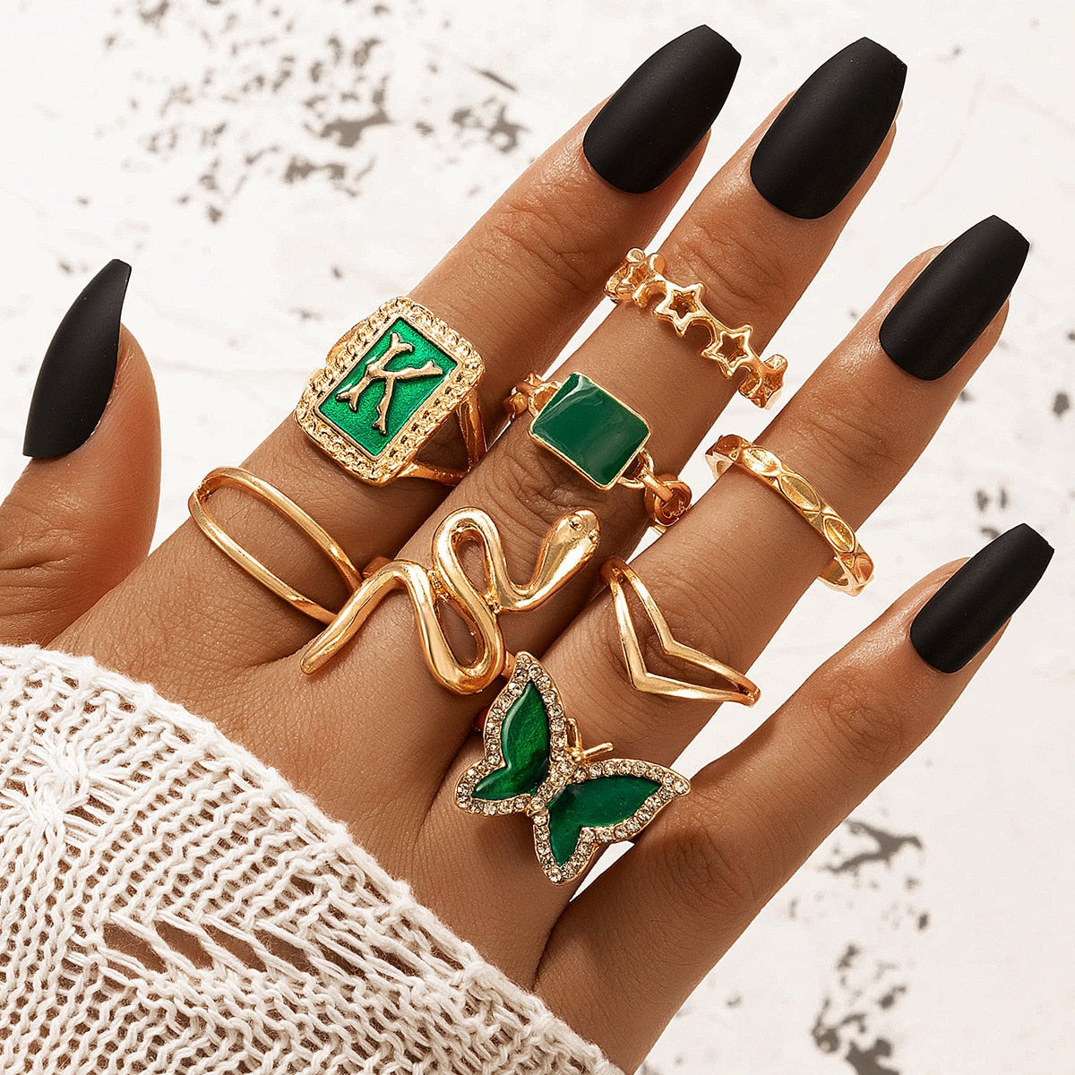 Gothic Snake Ring Set