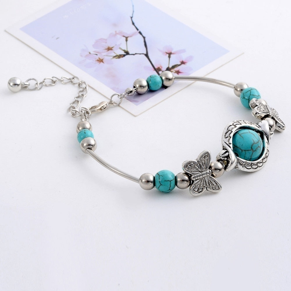 Trendy Butterfly Turquoise Bracelet