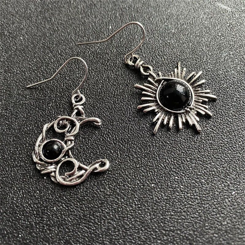 Sun and Moonstone Crystal Drop Earrings