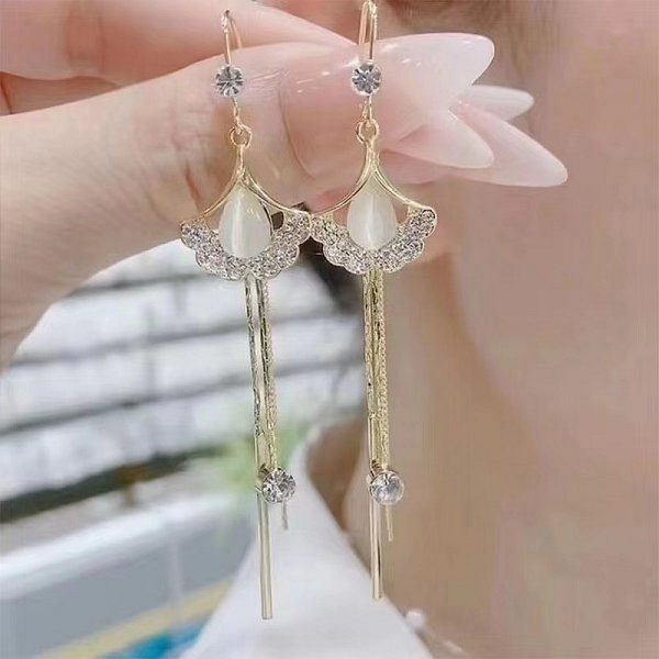 French Vintage Rhinestone Tassel Earrings