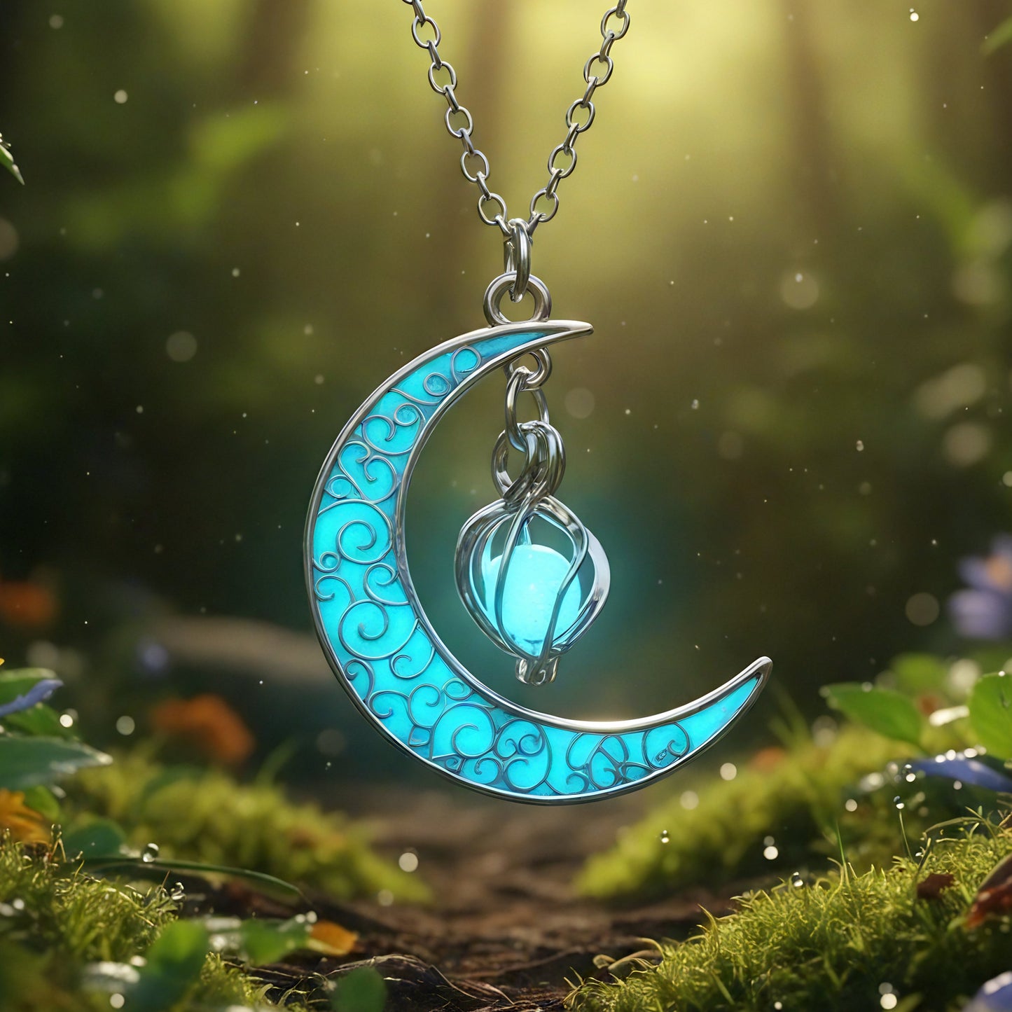 Luminous Crescent Moon Glow Necklace