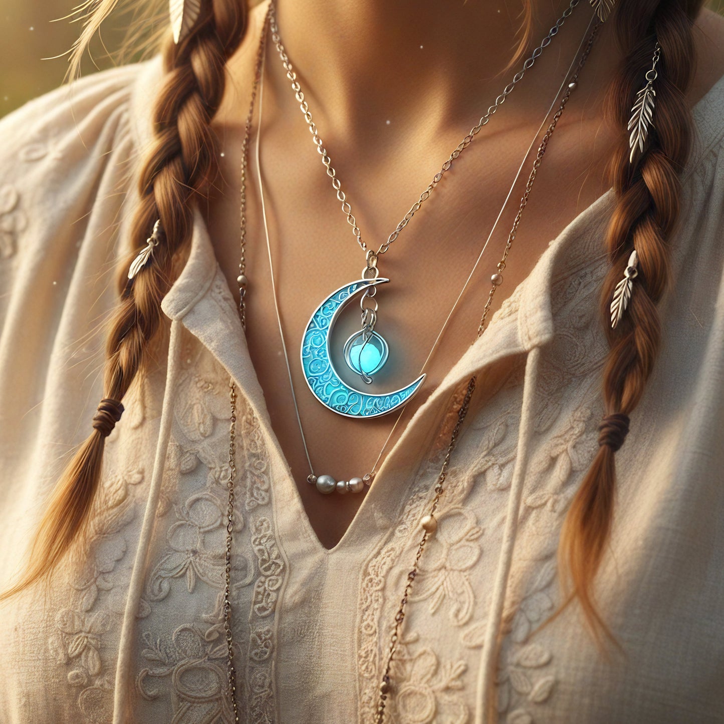 Luminous Crescent Moon Glow Necklace