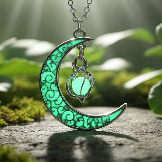 Luminous Crescent Moon Glow Necklace