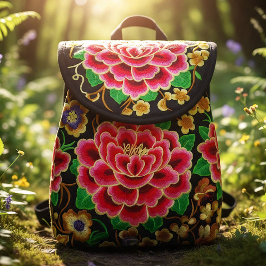 Ethereal Bloom Embroidery Backpack