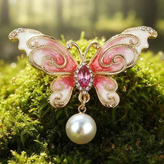 Enchanted Butterfly Pearl Brooch