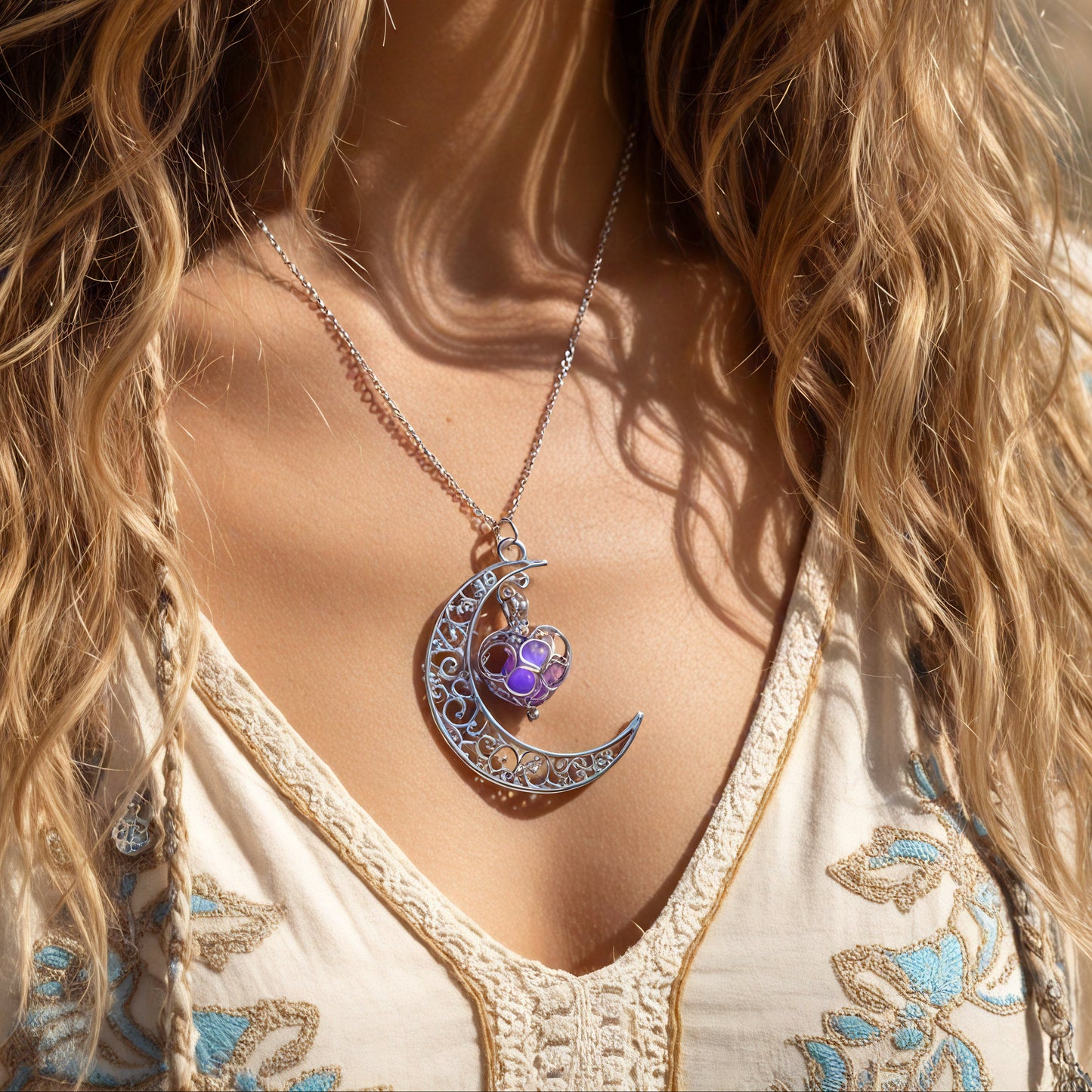 Luminous Crescent Moon Glow Necklace