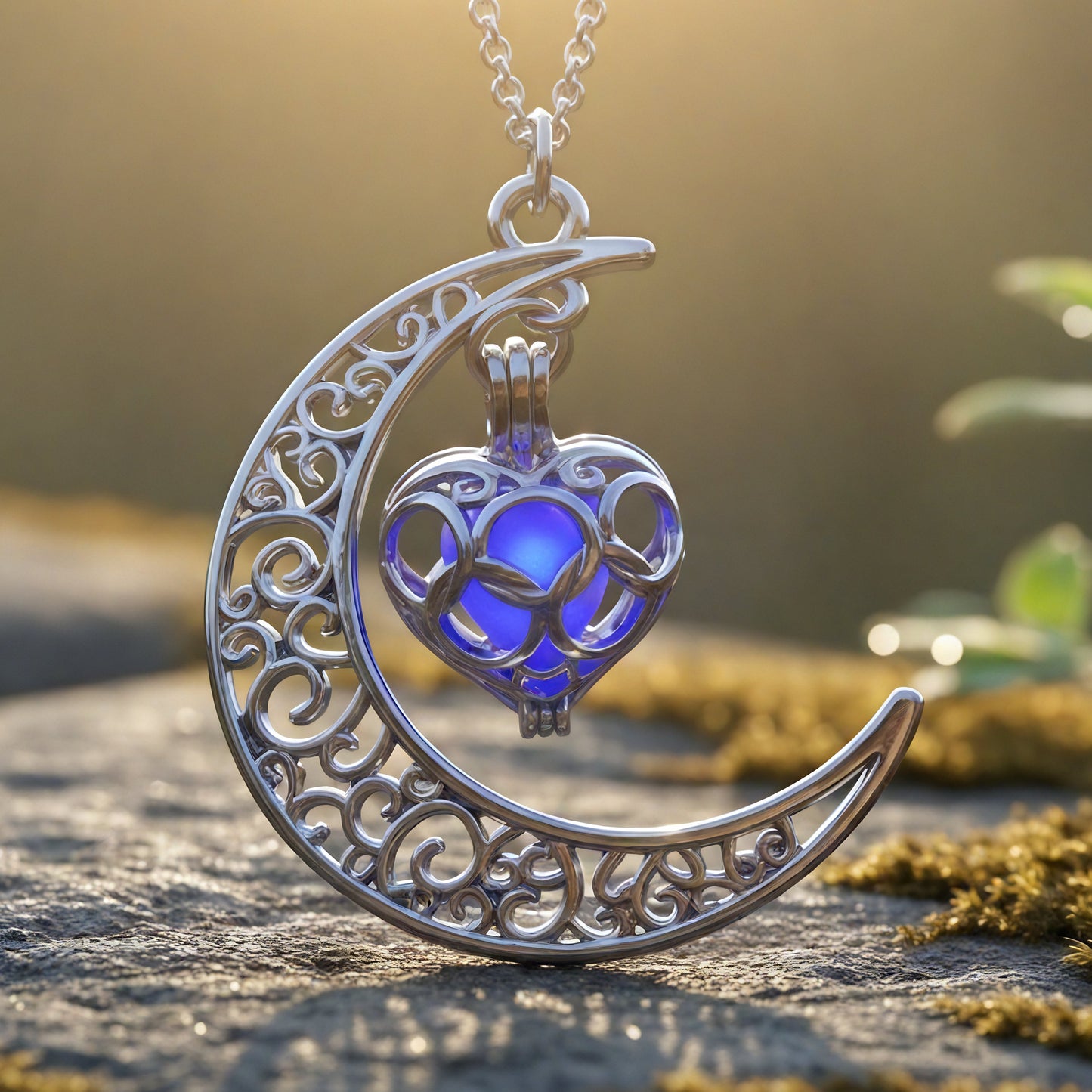 Luminous Crescent Moon Glow Necklace