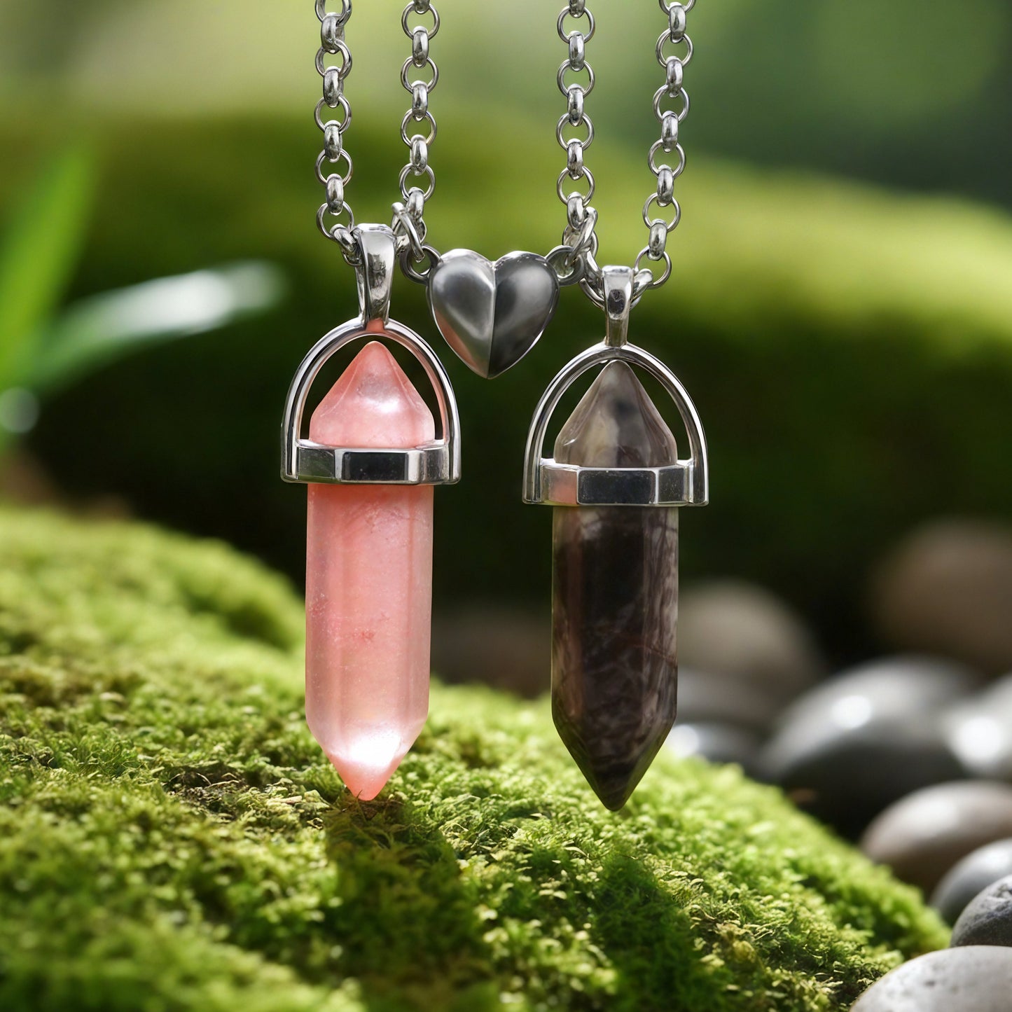 Twin Souls Magnetic Crystal Pendant Set