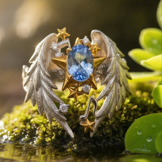 Angel Wings Sapphire Star Ring