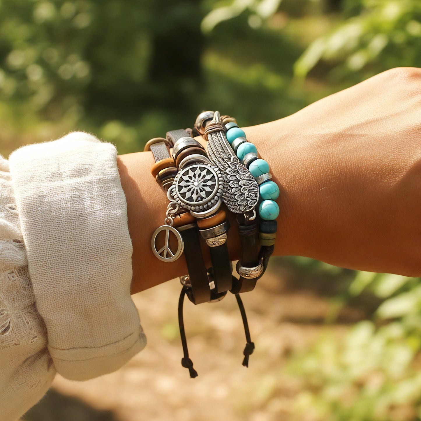 Boho Spirit Dreamcatcher Leather Bracelet