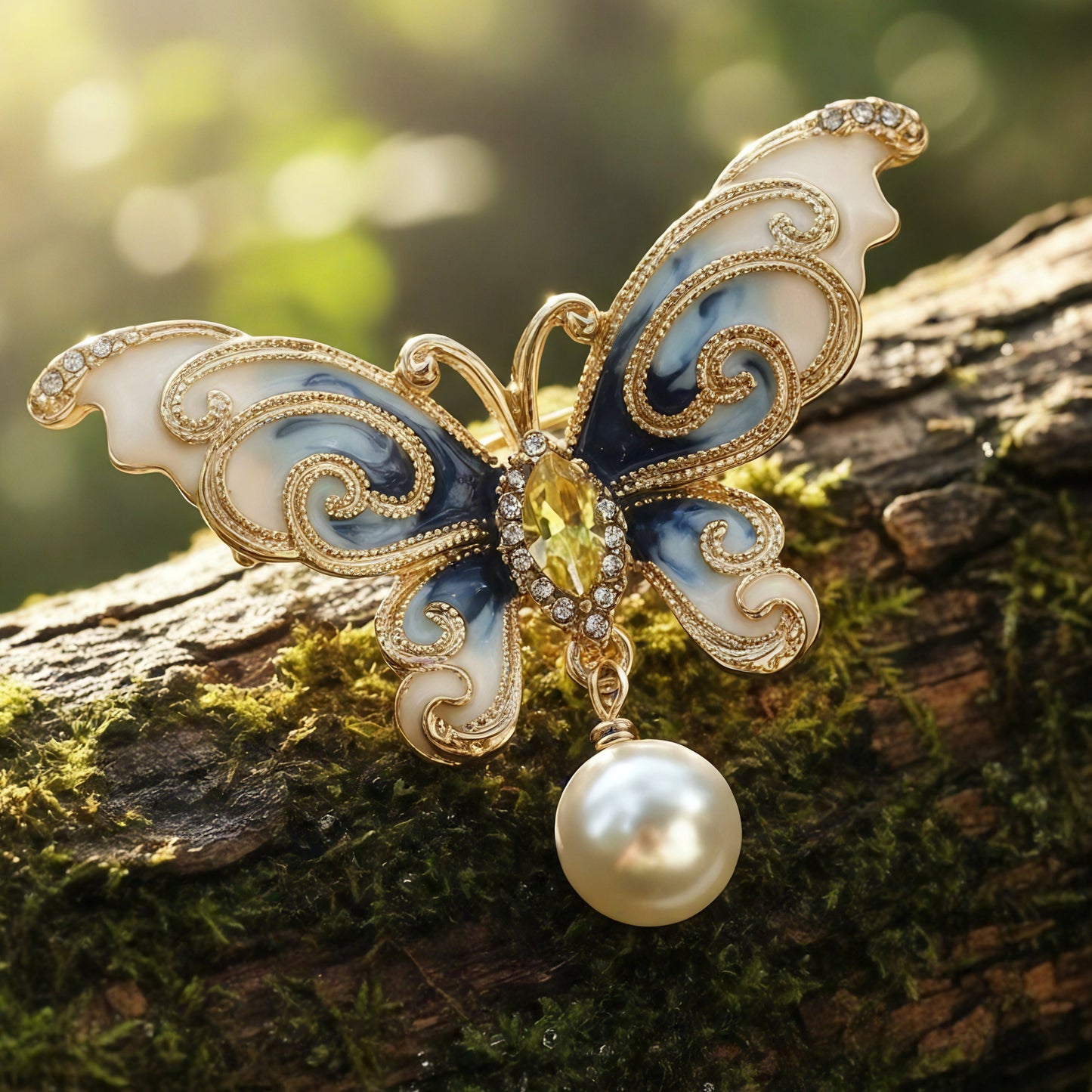 Enchanted Butterfly Pearl Brooch