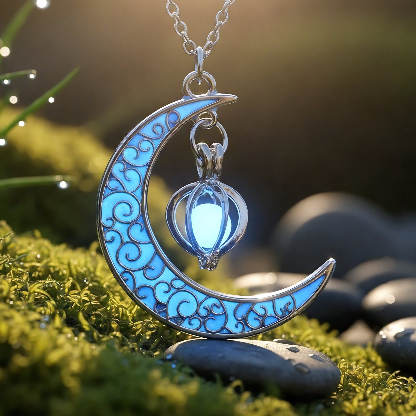 Luminous Crescent Moon Glow Necklace