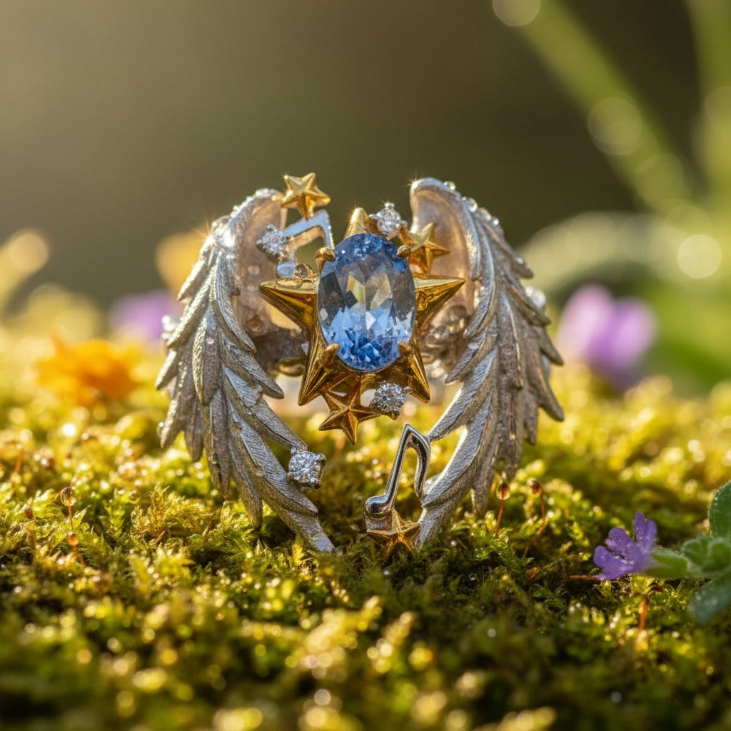 Angel Wings Sapphire Star Ring