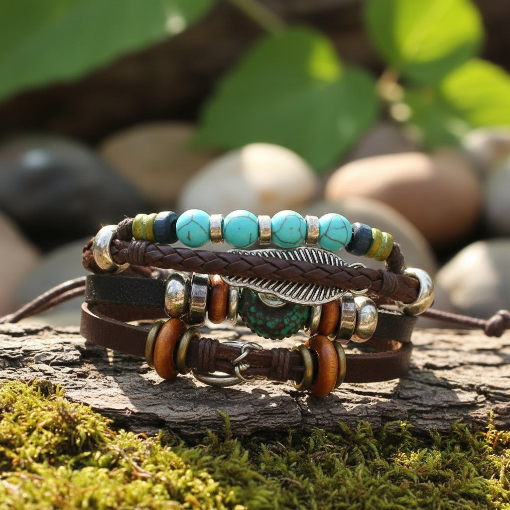 Boho Spirit Dreamcatcher Leather Bracelet