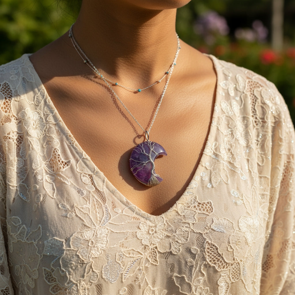Lunar Serenity Tree of Life Pendant