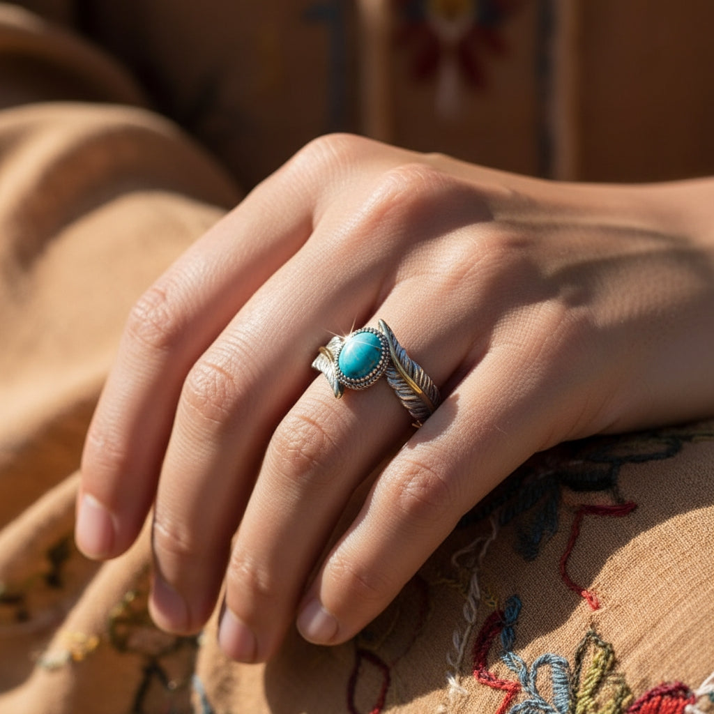Turquoise Feather Dreams Ring