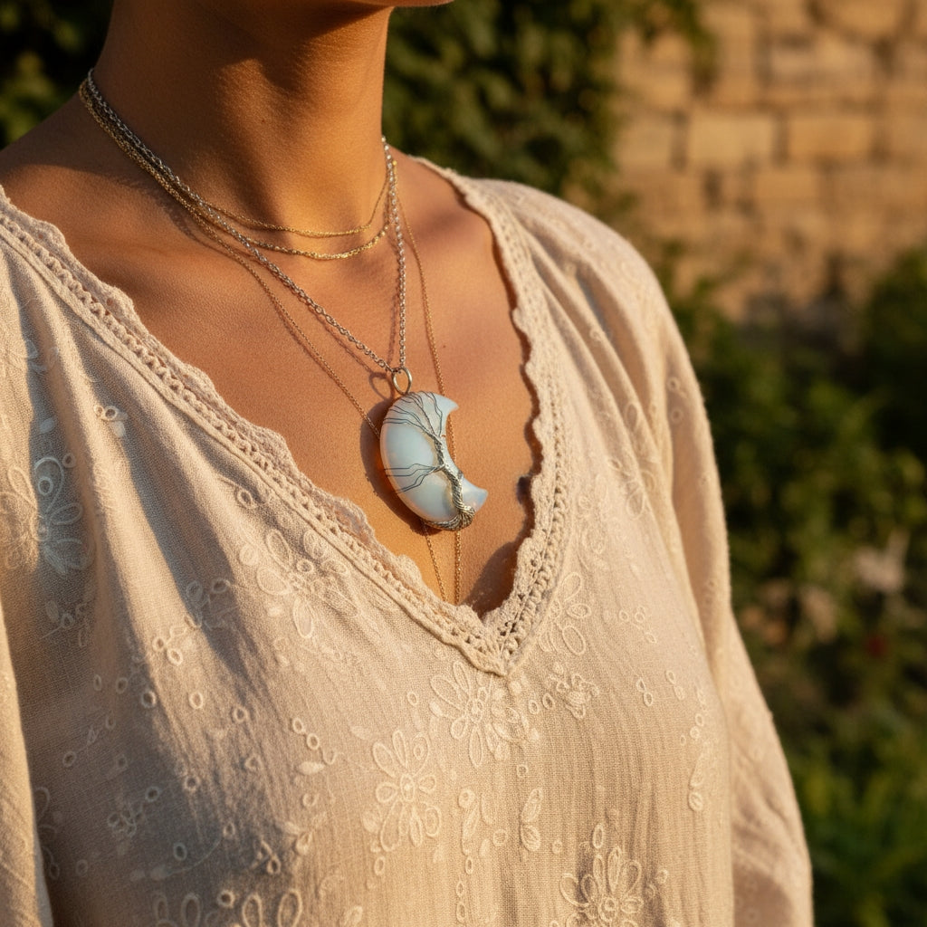 Lunar Serenity Tree of Life Pendant