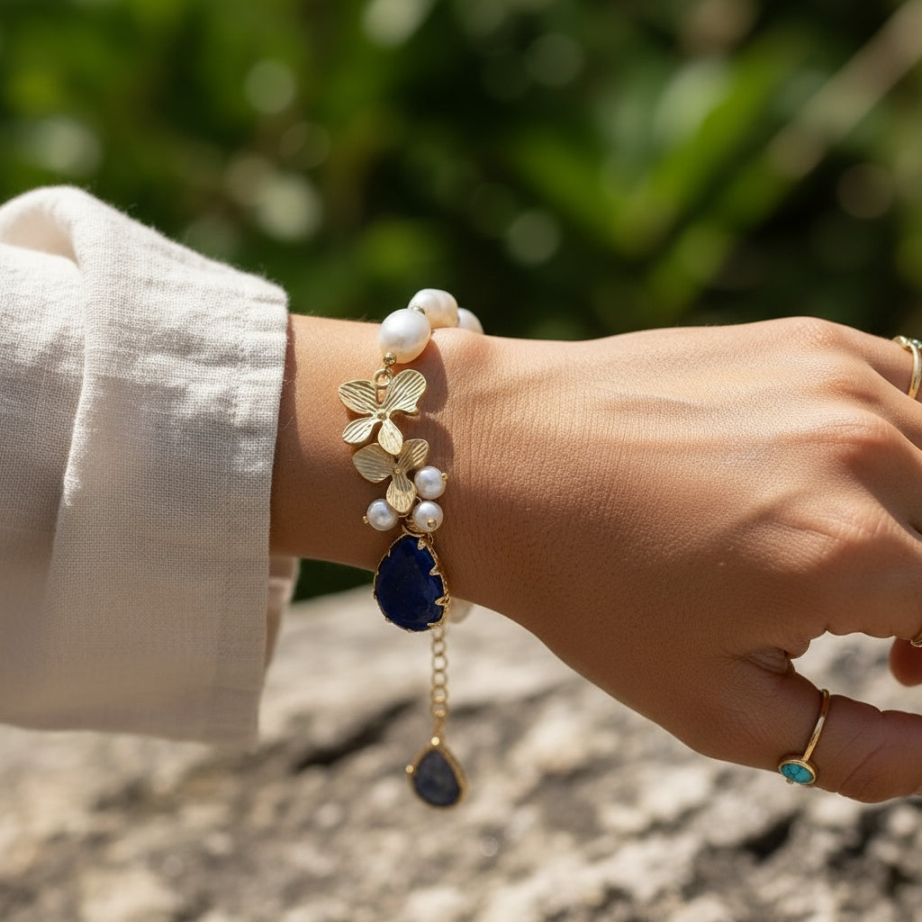 Lapis Lazuli Pearl Harmony Bracelet