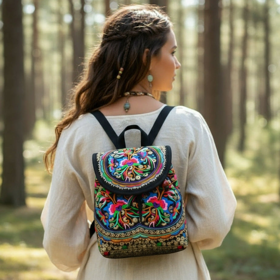 Ethereal Bloom Embroidery Backpack