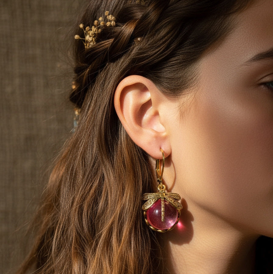 Bohemian Dragonfly Charm Earrings