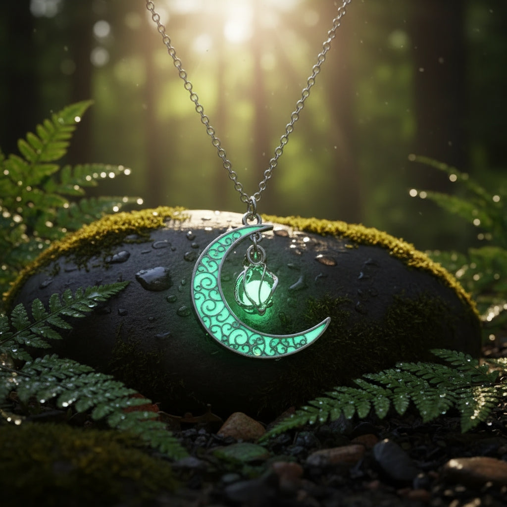Luminous Crescent Moon Glow Necklace
