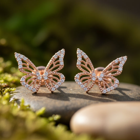 Exaggerated Bohemian Crystal Butterfly Earrings