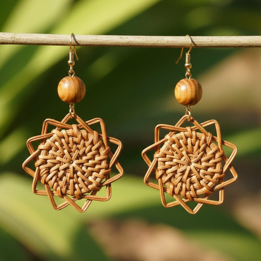 Handmade Rattan Sunburst Earrings