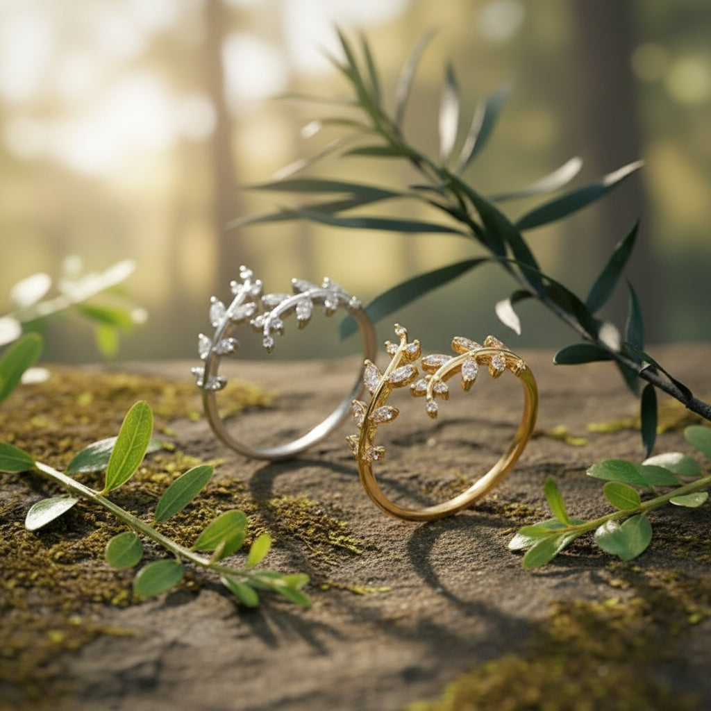 Crystal Leaf Vine Ring