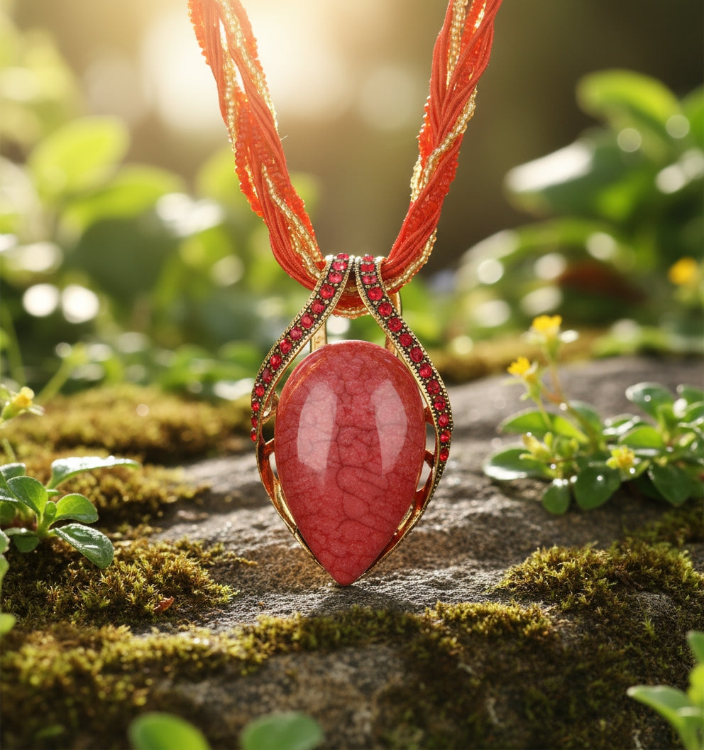 Boho Gemstone Teardrop Necklace