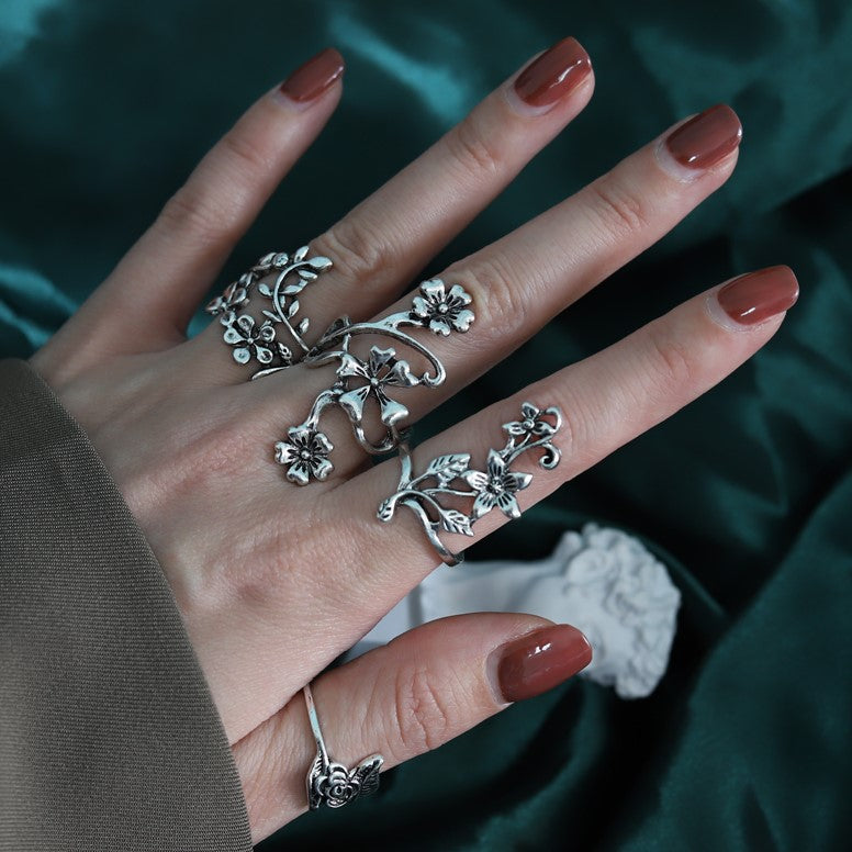 Forest Vine & Flower Ring Set