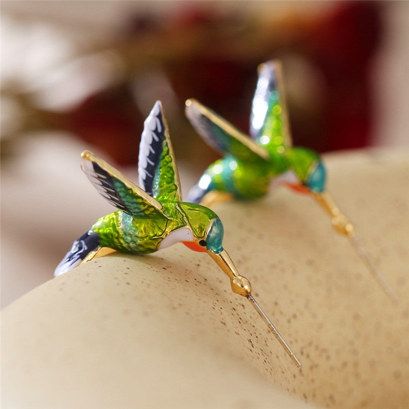 3D Hummingbird Earrings