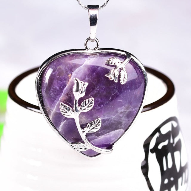 Crystal Flower Heart Pendant