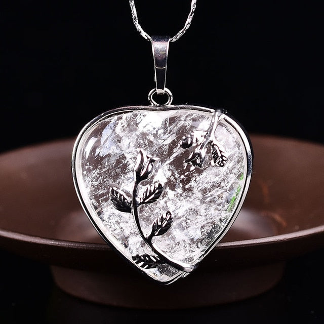 Crystal Flower Heart Pendant