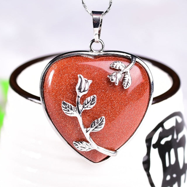 Crystal Flower Heart Pendant