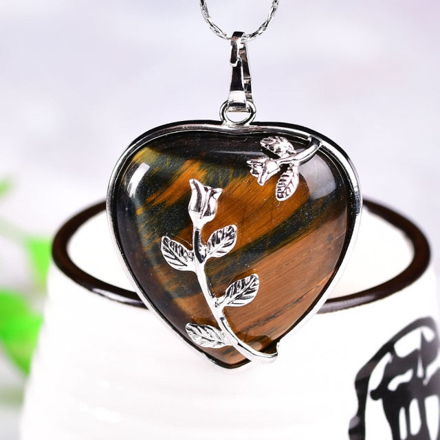 Crystal Flower Heart Pendant