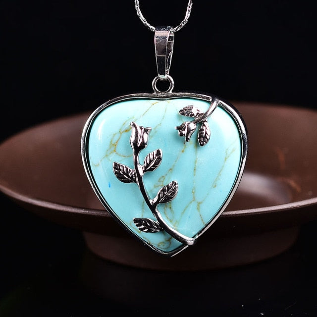 Crystal Flower Heart Pendant