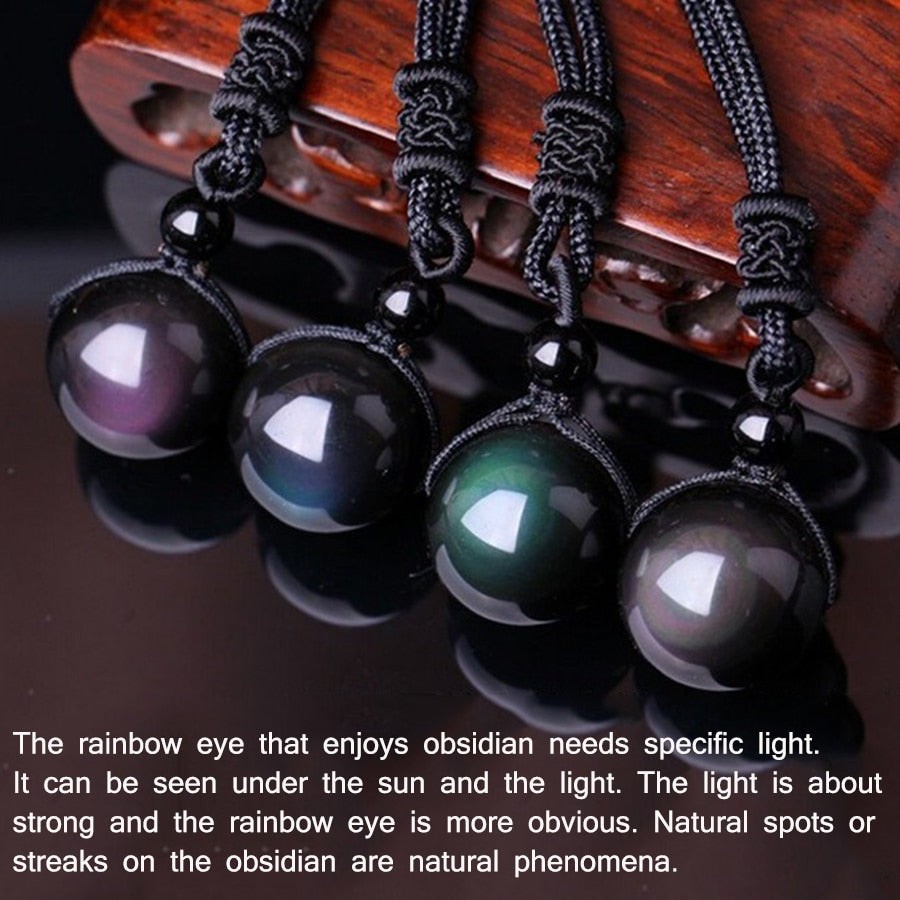 Rainbow Obsidian Pendant Necklace